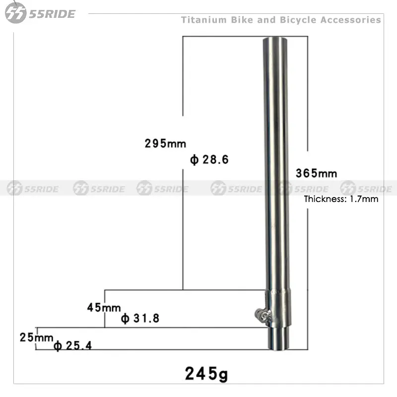 55RIDE Titanium Alloy Head Tube for 451 Folding Bicycle, Quick Release, Quick Installation 245g