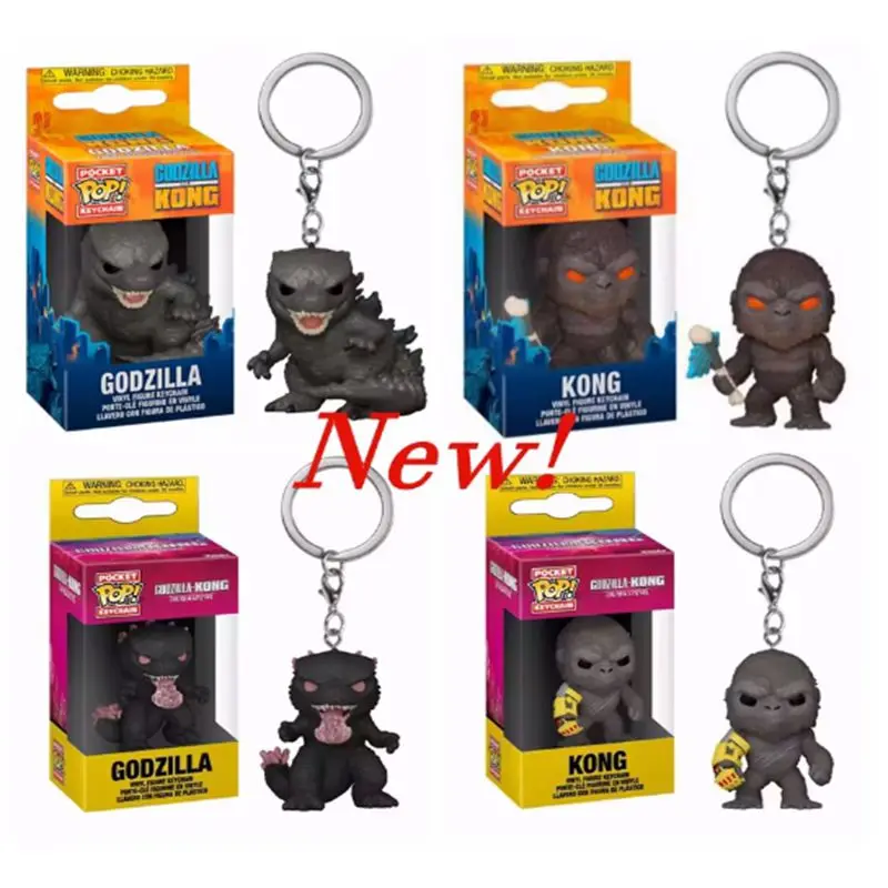 2024 new FUNKO POP Pocet! the New Empire Godzilla VS. Kong Keychain Godzilla Kong  Toys with Box Keychains