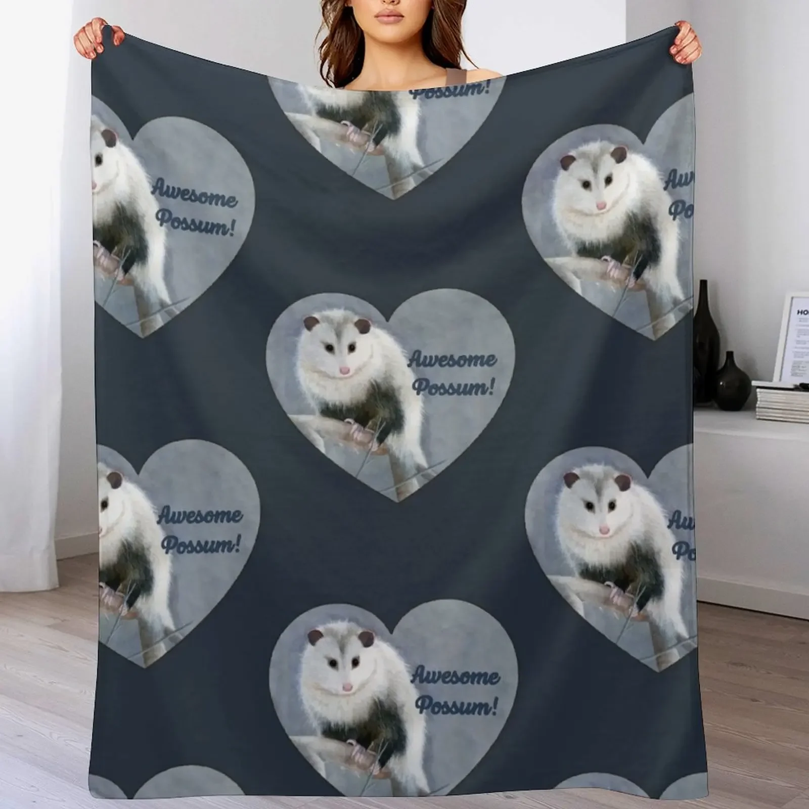 

Awesome Possum! Original wildlife artwork. Throw Blanket Thermal Stuffeds Hairy Beautifuls Blankets