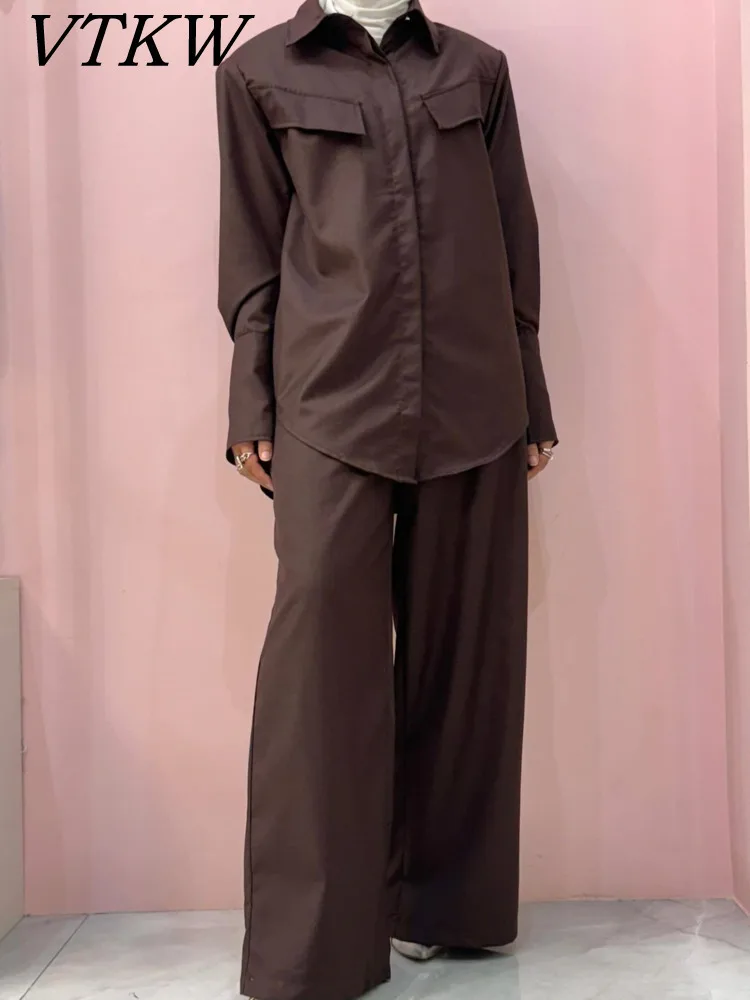 

VTKW Loose Plain-color Collar Design 2025 Spring New Women's Blazer With High-quality Trousers Set Of Two Pieces