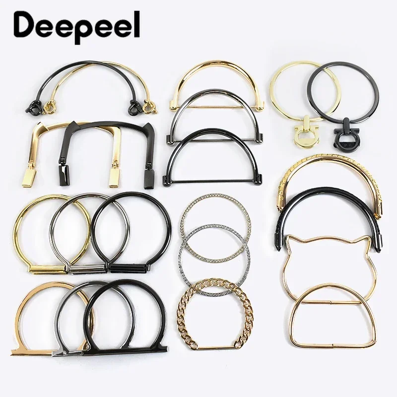 2 pçs deepeel saco de metal alças bolsa costura quadro suportes diy artesanal para mulheres bolsa replacet sacos de ferragem acessórios