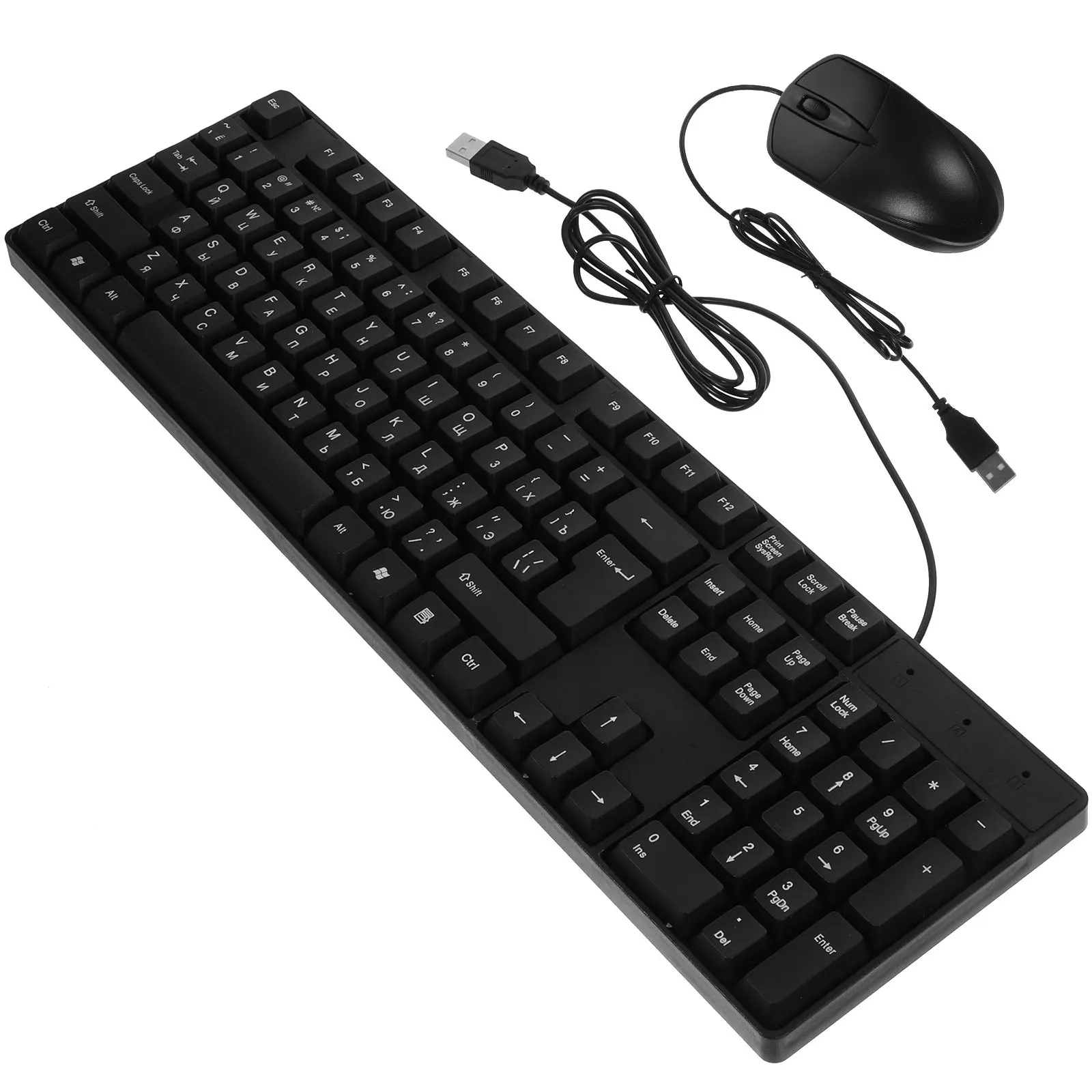 

Комплект проводной клавиатуры и мыши с русской раскладкой, USB-мышь, бесшумная клавиатура для ноутбука и ПК