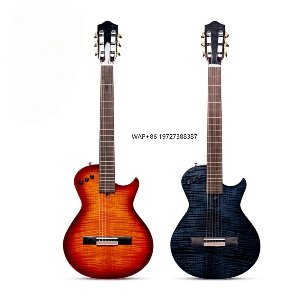 

Акустическая классическая гитара из массива дерева с нейлоновыми струнами и электрическим звукоснимателем