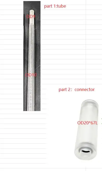 3054894,remove the wire connector tube apply for Sodick wire cut machine,Alternative Sodick parts,Part 1 OD10-9MM,Part 2 OD20*67