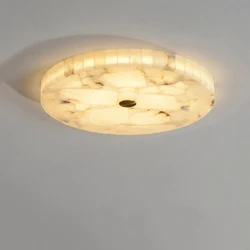 Led Circular Marble Ceiling Lamp D40Cm European Style Living Room Bedroom Balcony Corridor Natural Texture Stone Light Fixture