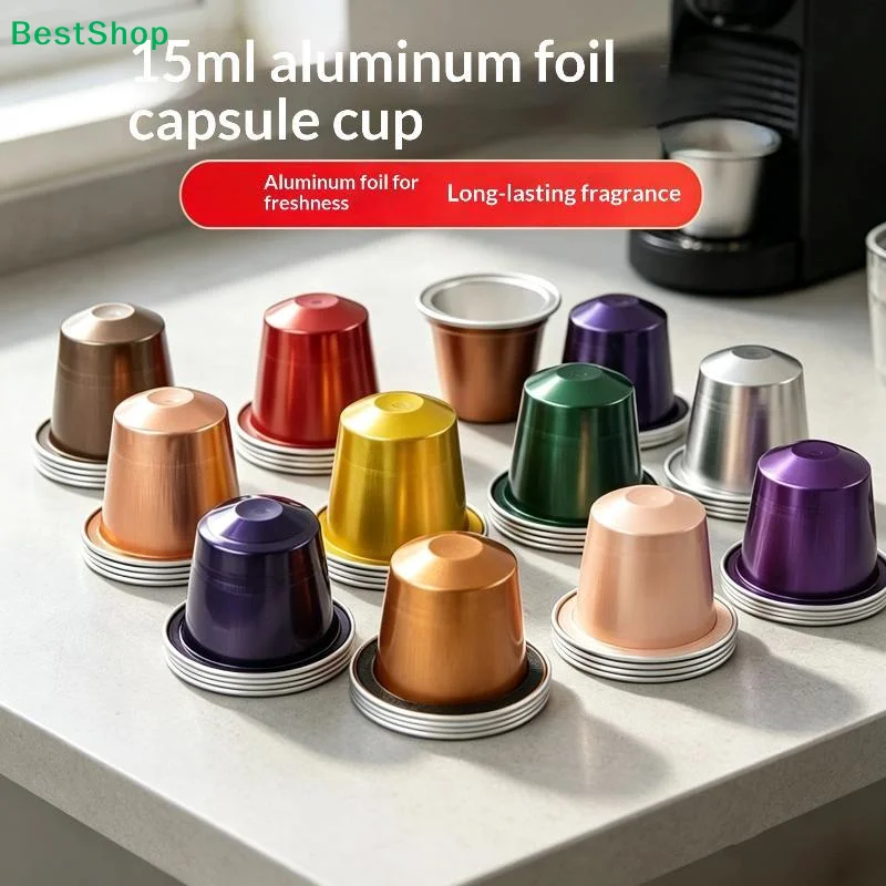 10Pcs 15ml Aluminum Foil Coffee Capsules Airtight Seal Long Lasting Freshness For Home Office Cafe Espresso Brewing