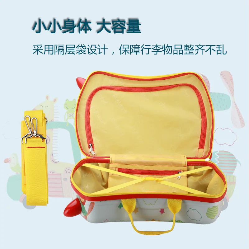 Multi Functional Sitting and Riding Children\'s Cycling Box Cartoon Suitcase Universal Wheel Travel Box Rolling Luggage