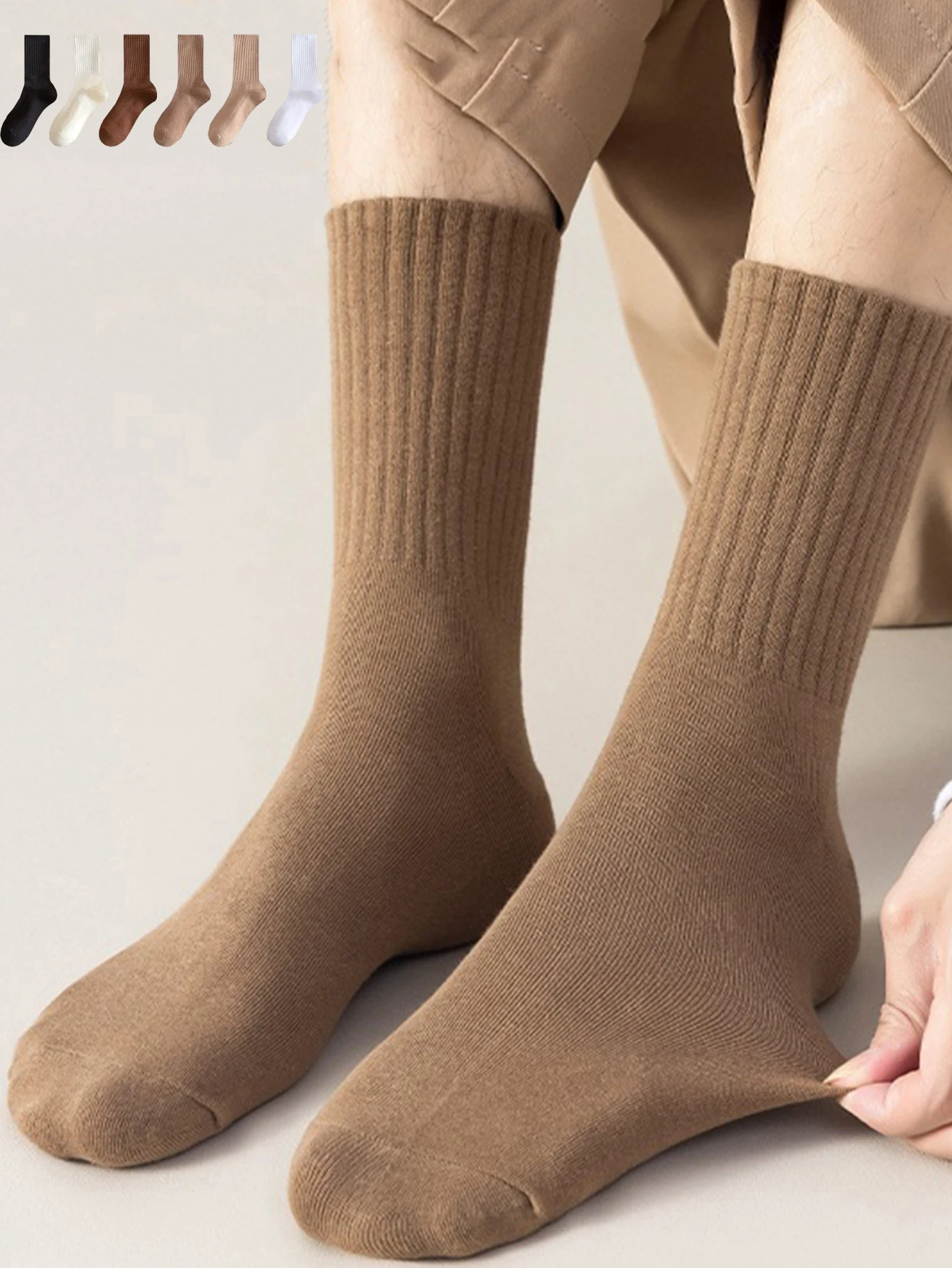 

6-пары однотонных модных носков средней длины для спорта и отдыха