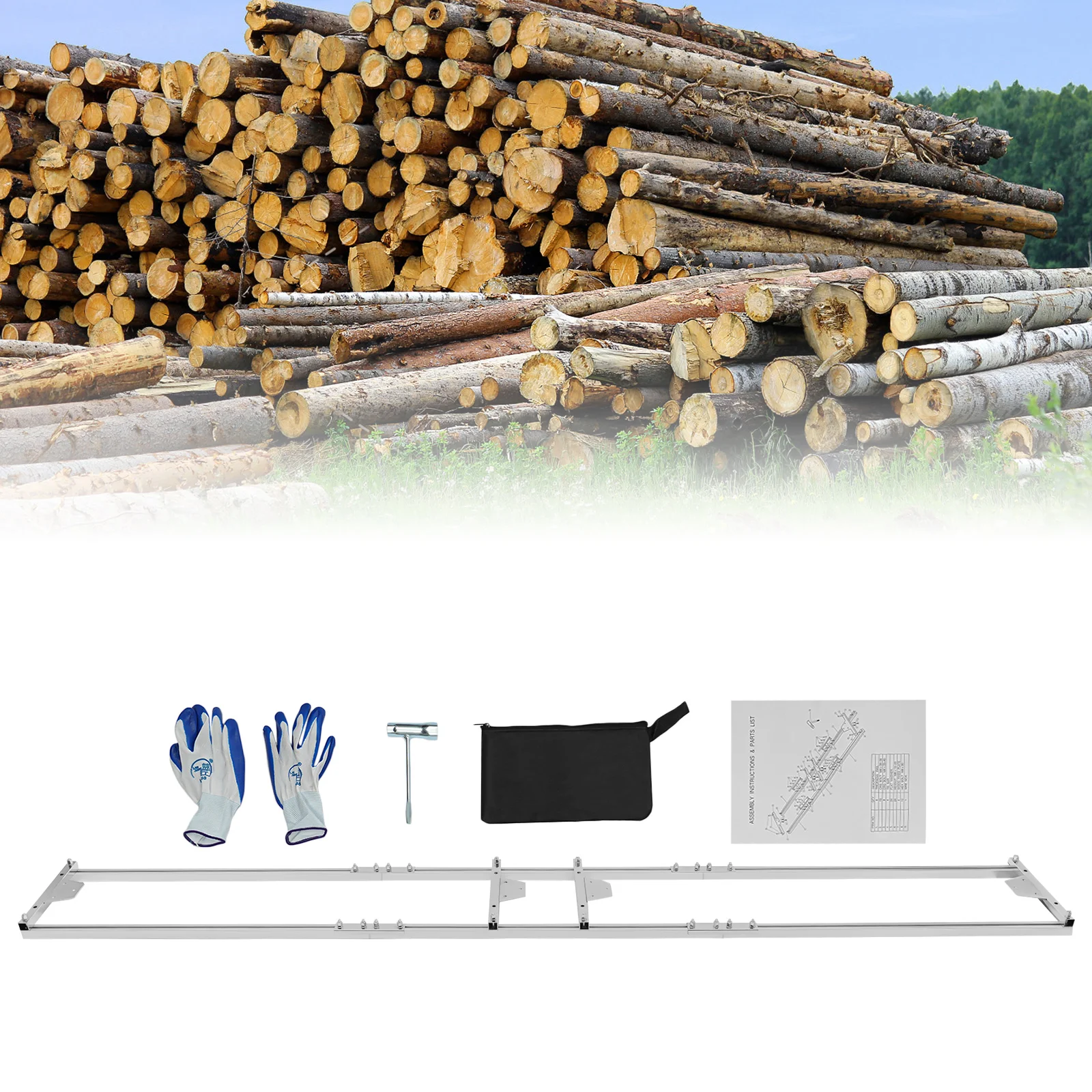 9FT/2.7M Rail Mill Guide System Chainsaw Mill Rail Guide Set Fastening Reinforcement Rail Aluminum Ladder Connector Professional