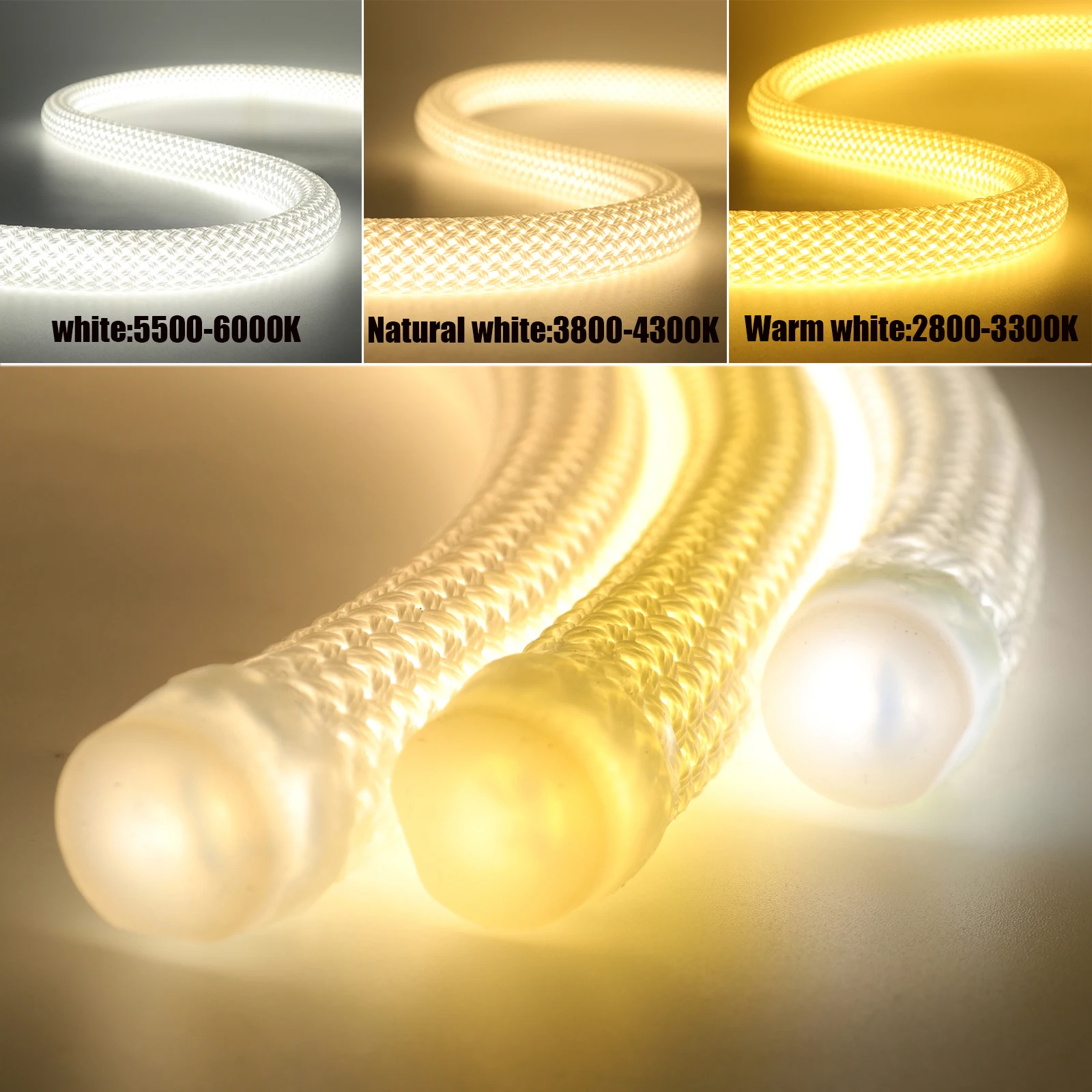 DC 12V 24V 360 Degree Lighting Dimmerable Neon Strip IP67 Waterproof Home Garden Decor Flexible Ribbon Rope Led Light