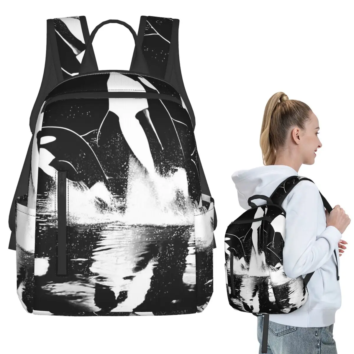Orca Aquatic Sea Ocean - Top Tees Killer Whale  Backpack Student BookBag Boys Girls School Bag Computer Shoulder Bags Men Women
