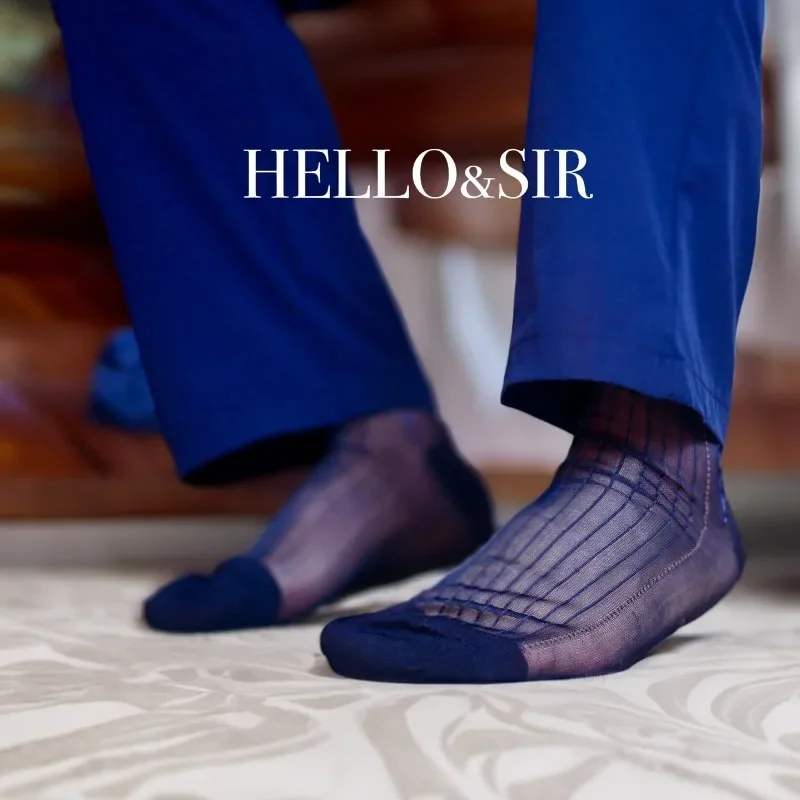 

Mens Stockings High Quality Vintage Jacquard Nylon Silk Stockings Man Sexy Striped Business Dress Socks Men White Mid Tube Socks