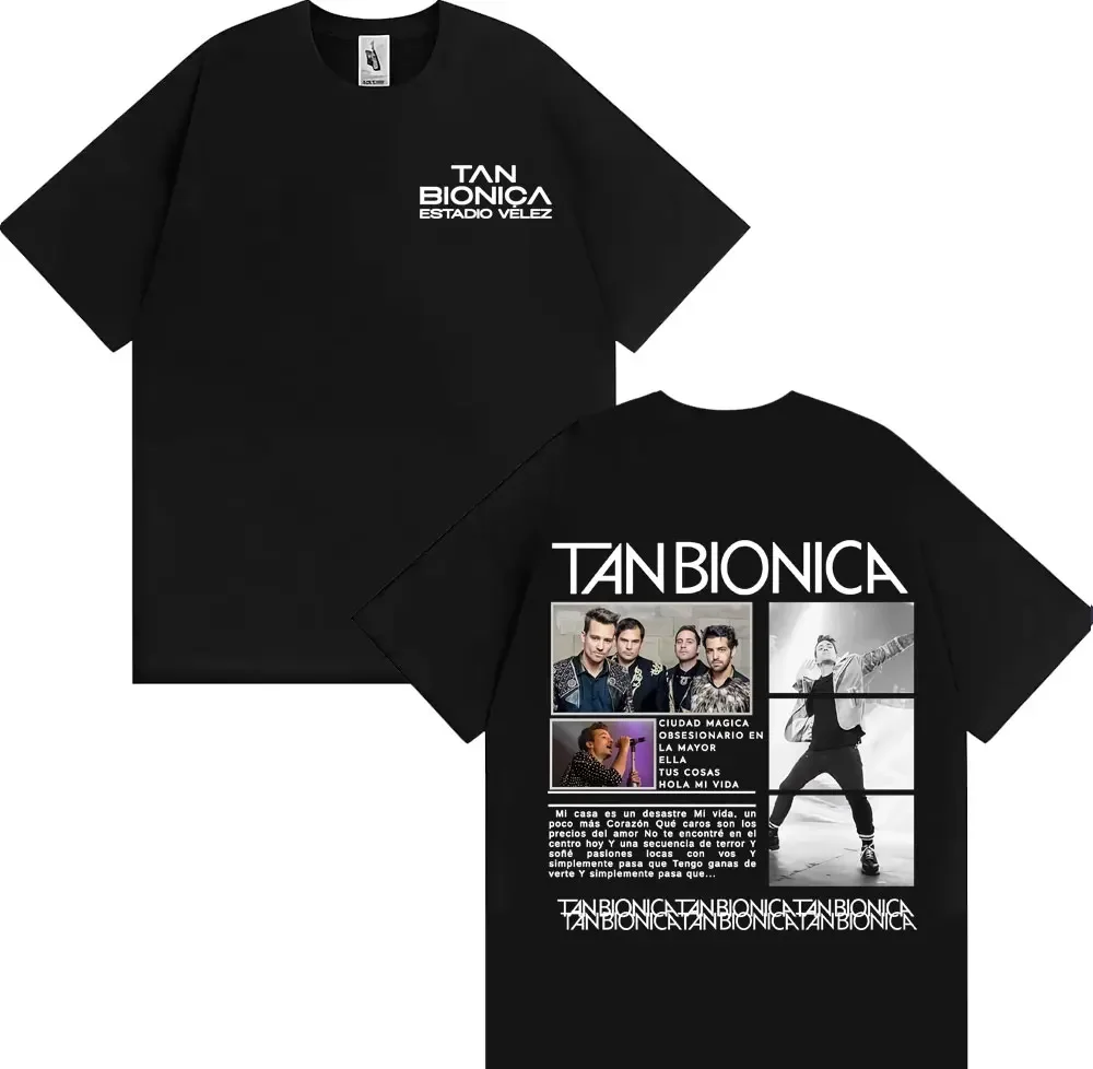 Camiseta de la gira Band Tan Bionica Estadio Velez El Regreso 2026, camisetas retro de moda para hombre, camisetas de verano para hombre y mujer, camiseta con cuello redondo