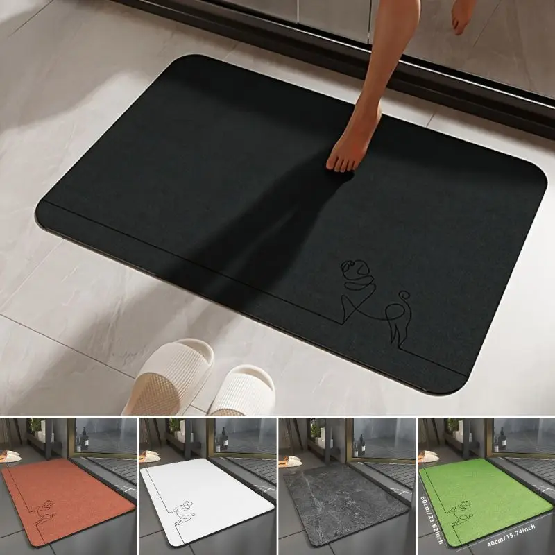 Simplicity Solid Mat Super Absorbent Non Slip Diatom Mud Floor Rug Washroom Quick Drying Carpet Shower Room Easy Clean Doormat