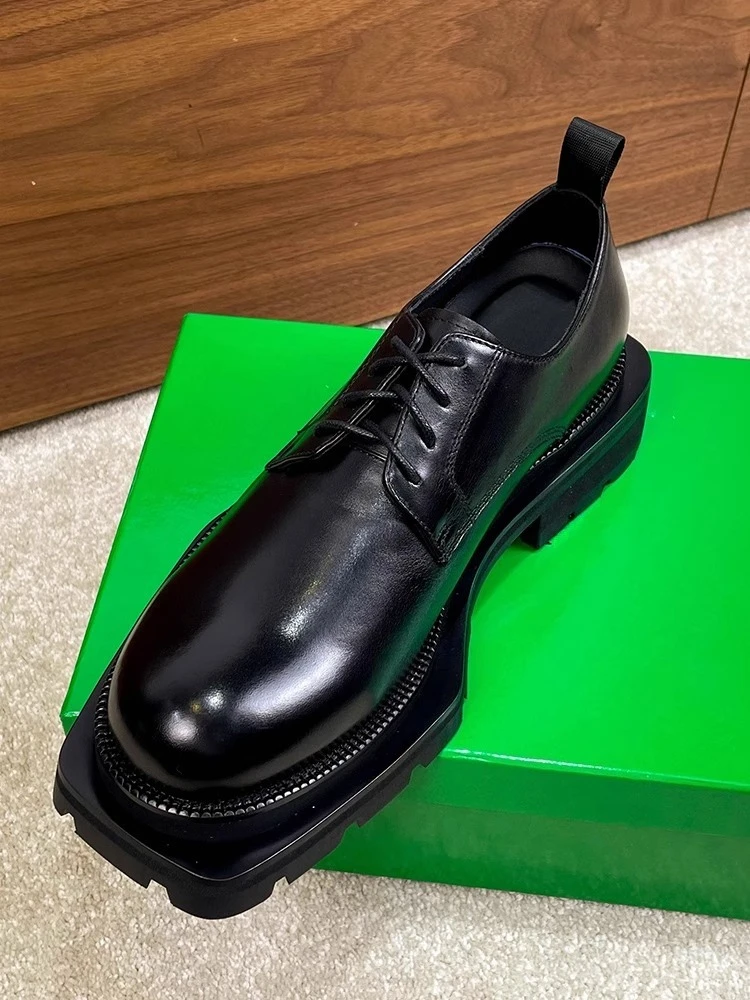 

Luxury Fashion Men Derby Shoes British Premium Business Formal Shoes Genuine Leather Thick Sole Office Dress Wedding Shoes
