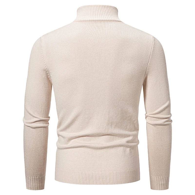 Autumn Winter New Men's Half Zipper Knitted Pullovers Fashion Slim Fit Sweater Men Casual Mock Neck Warm Knit Sweater Pullovers