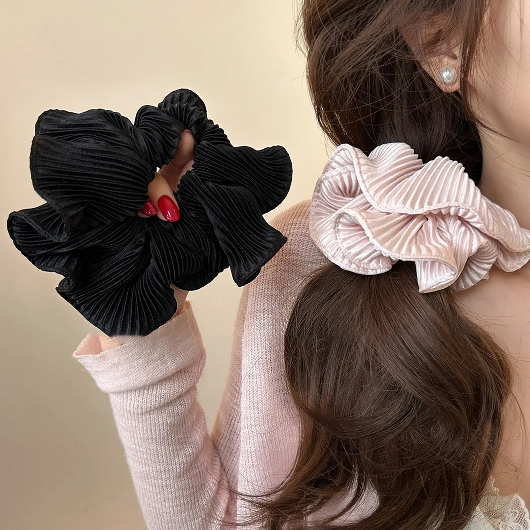

French Crinkle Hair Ties Women Spring Summer New Hair Bands Ponytail Holder Elastic Hair Accessories Elegant Scrunchies