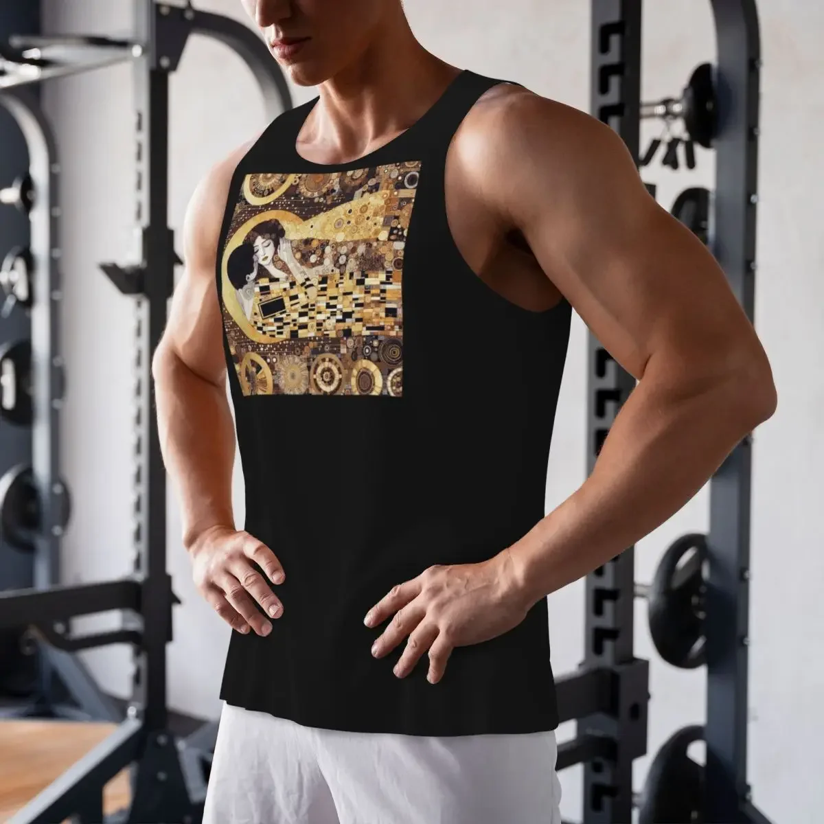 Quick Dry Gustav Klimt The Kiss Abstract Freyas Art Gym Tank Muscle Sleeveless Shirt Bodybuilding Breathable Vest