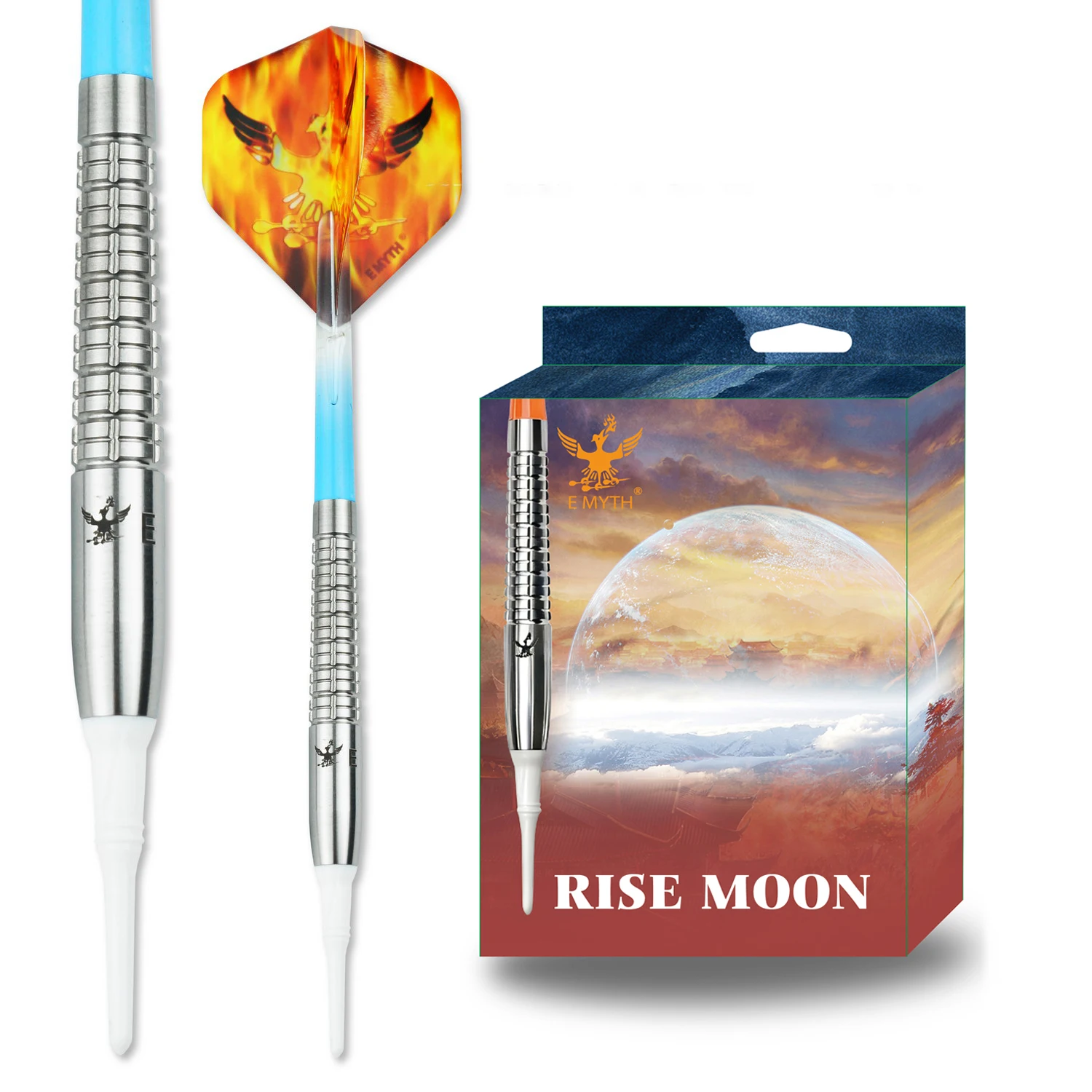 

E MYTH RISE MOON 18 г 3 шт./компл. серебро 90% вольфрамовая сталь дротик молодежные спортивные тренировки в помещении мягкие наконечники дартс