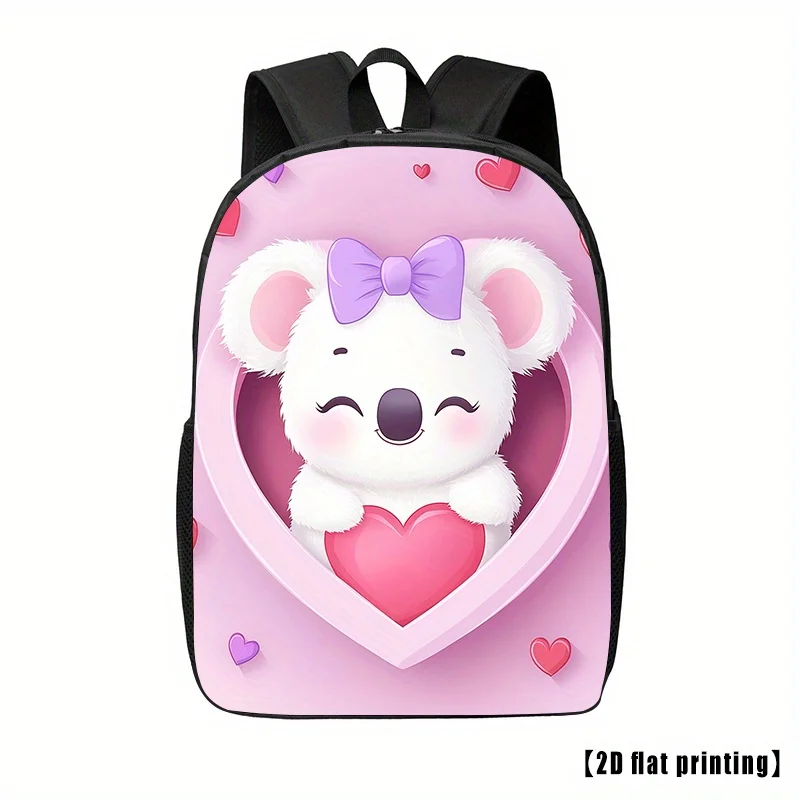 Pink Heart Koala Unisex Adjustable Strap Backpack, Couples Travel Dining Backpack Fits 17-inch Laptop, Business Work Computer
