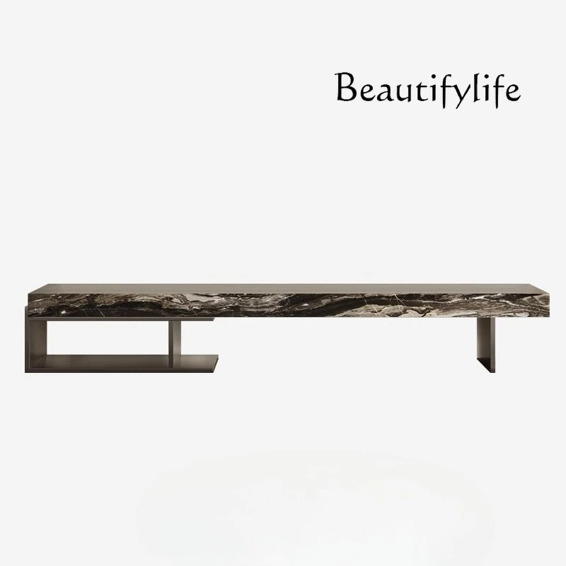 

Italian rock slab TV cabinet living room home lighting luxury high sense new TV cabinet advanced sense simple wind