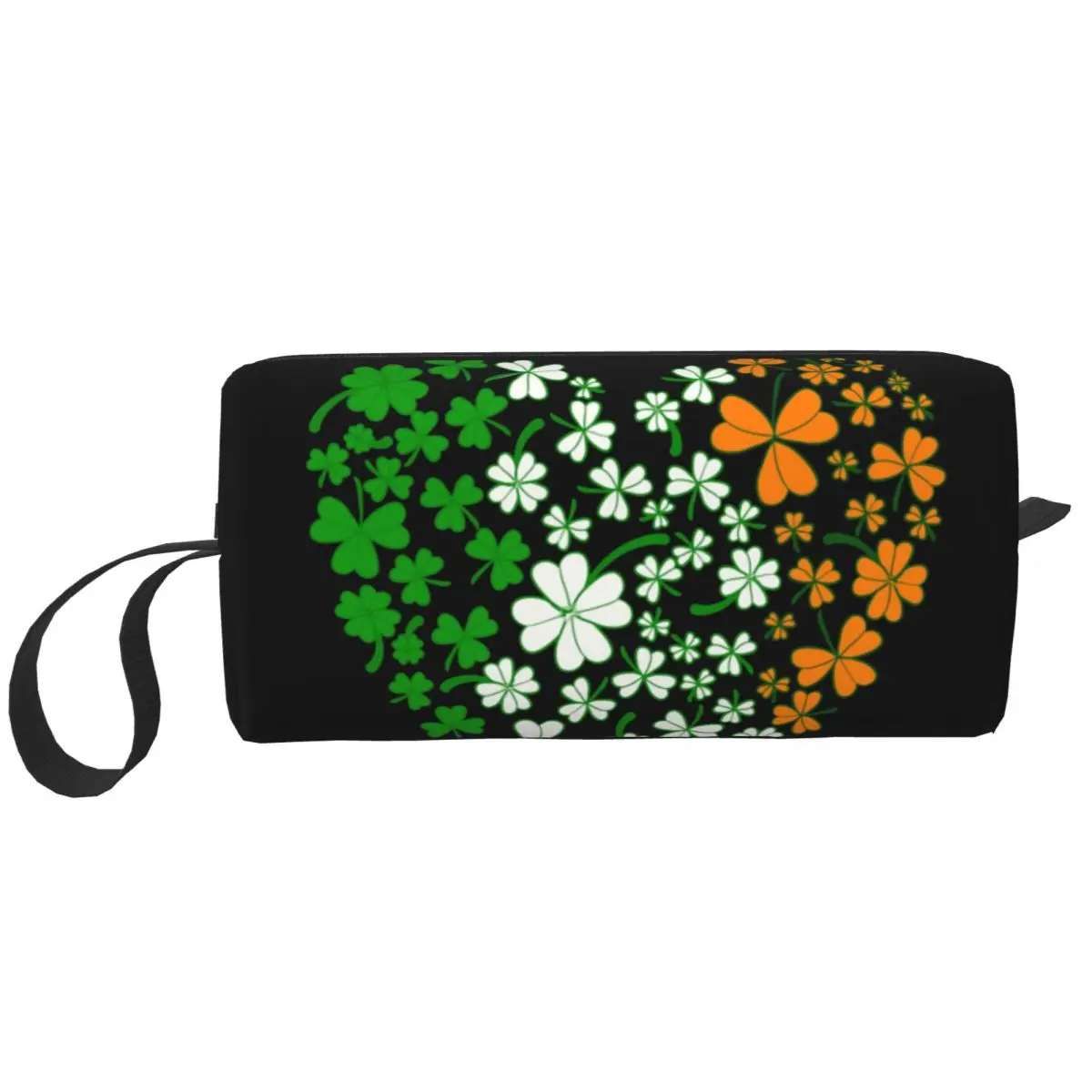 Heart Shaped Irish Flag Shamrock Travel Cosmetic Bag Women Ireland Fan Toiletry Makeup Organizer Ladies Beauty Storage Dopp Kit