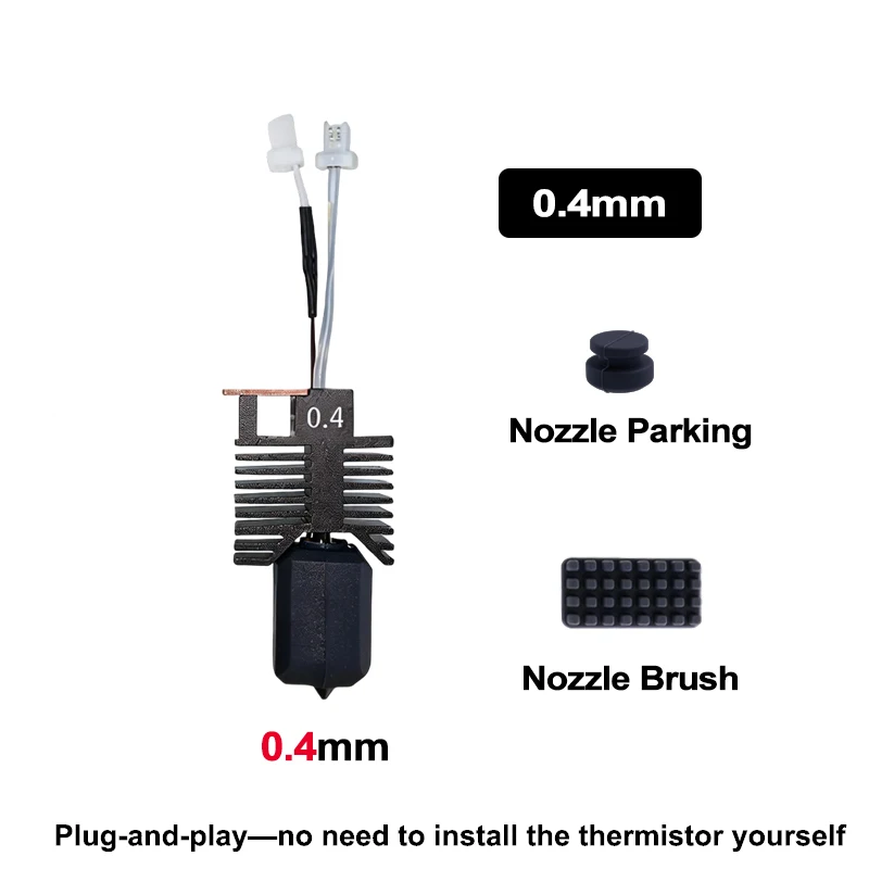 Für Snapmaker U1: Komplett montiertes Hotend-Kit mit integrierter 0,4-mm-Düse aus gehärtetem Stahl, 24V 48W Keramikblock-Kit, verbessertes U1 Hotend