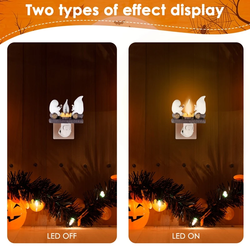 Ghost Campfire luce notturna tremolante 3D falò fantasma Nightlight fantasmi torrefazione falò S 'Mores Flicker Flame Light