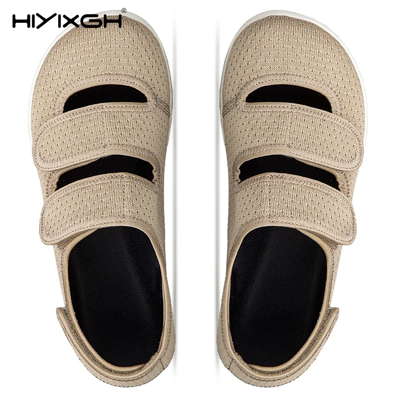 Men's Orthopedic Diabetic Shoes Adjustable Open Breathable Walking Shoes Wide Foot Sneakers for Elderly People with Swollen Feet