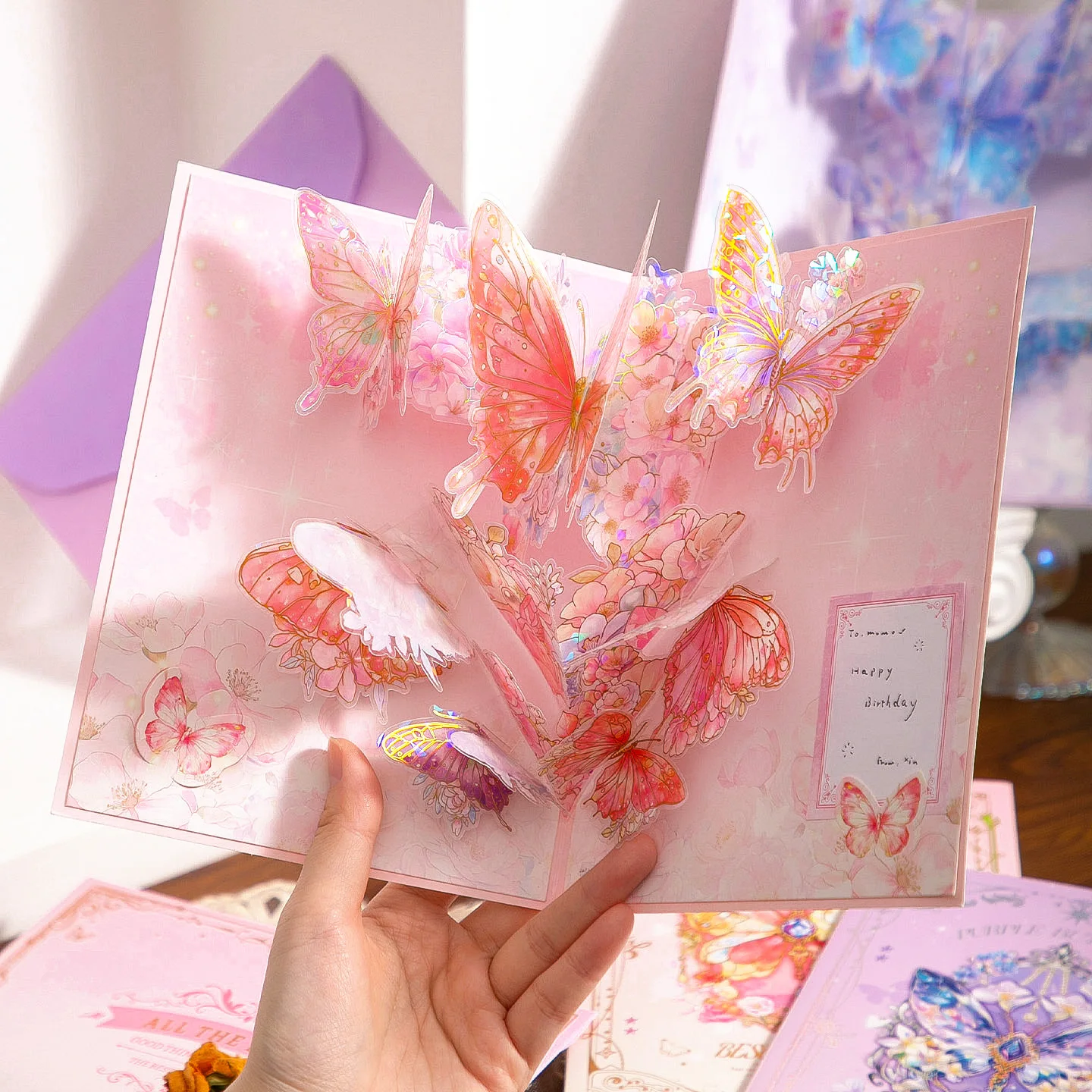 

3D Butterfly Pop-up Card Handmade Papercut Gift for Mother's Day, Teacher, Valentine's Day - All Occasions with Envelope