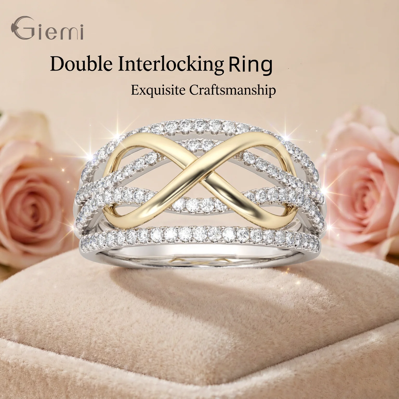 Shining 925 Sterling Silver Letter 8 Multi Layer Crystal Zircon Rings For Women Girls Engagement Party Fashion Jewelry Gifts