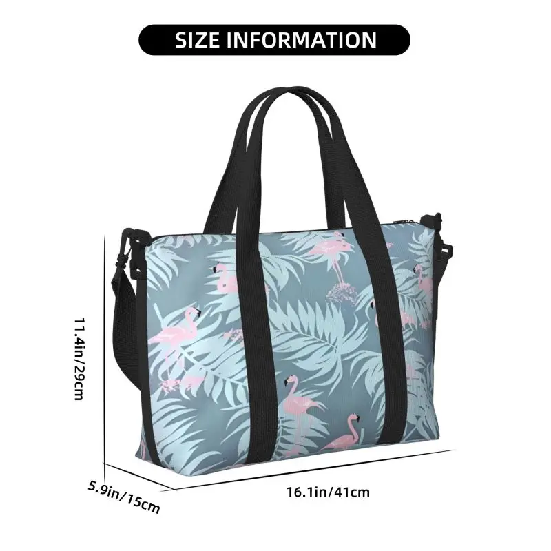 Flamingo leaves Portable crossbody travel bag Large capacity storage bag Crossbody portable sports bag for both men women