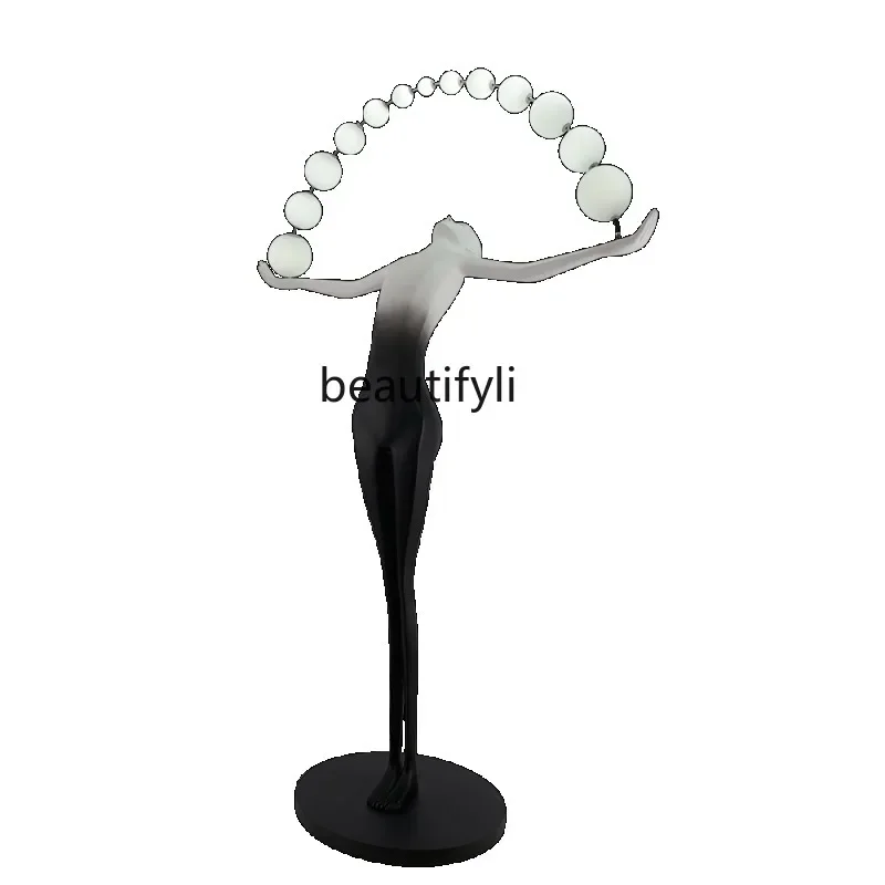 

Customized Humanoid Art Sculpture Floor Lamp Designer Hotel Lobby Sales Department Large Body Decoration Floor Ornaments