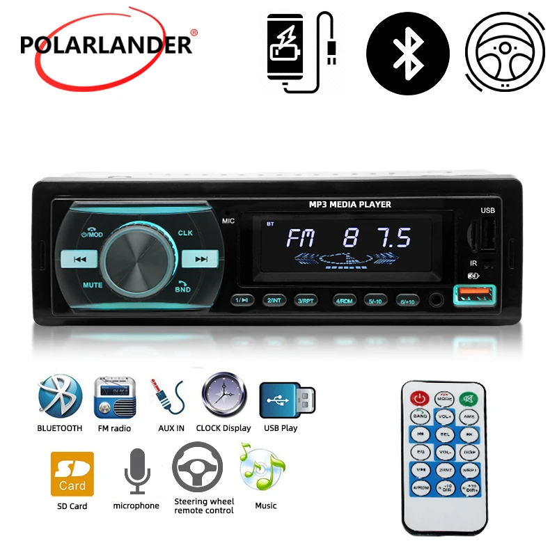 

PolarLander 1 Din Dual USB Multifunction Support USB/TF Card FM Car MP3 Player Built-in Bluetooth Accessories for Vehicles 12V