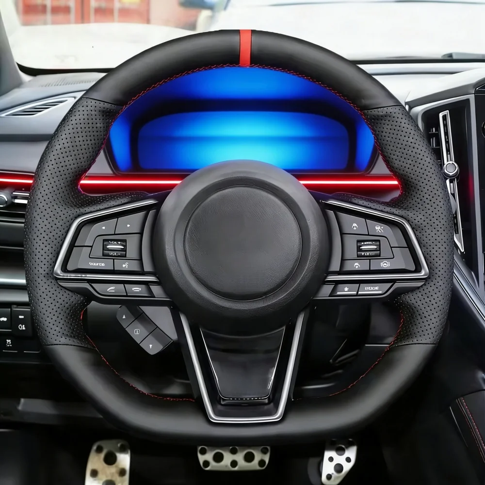 Hand-stitched Microfiber Leather Steering Wheel Cover WRX 2022-2025 Levorg 2020-2025 Steering Wrap Braid Cover For Subaru WRX