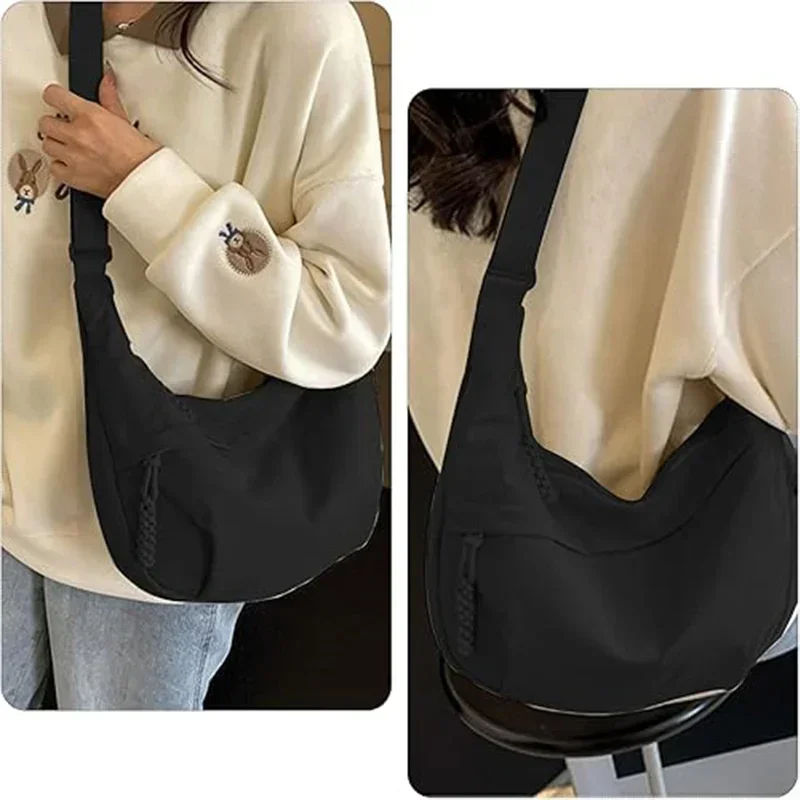 GXXXZ001 Sac Croissant en Nylon, Bandoulière Décontractée avec Sangle Réglable et Poches Intérieures pour Touristes