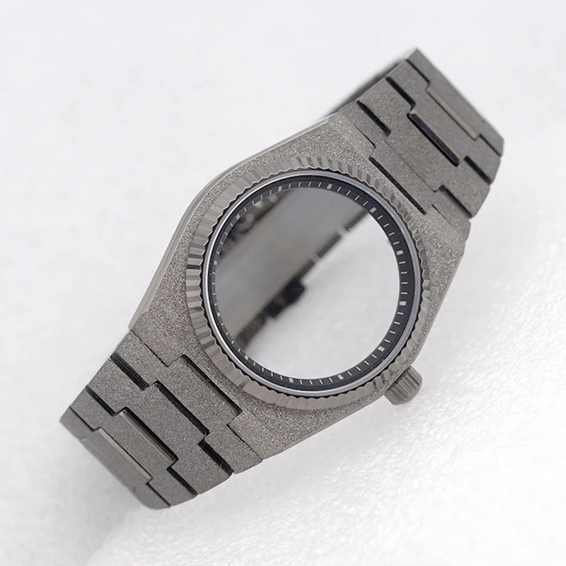 Mod Gun Watch Case Grit Nail Sand Effect  with Sapphire Glass Fit NH34 4R35 4R36 NH35 NH36 for Super Player PRX CASE