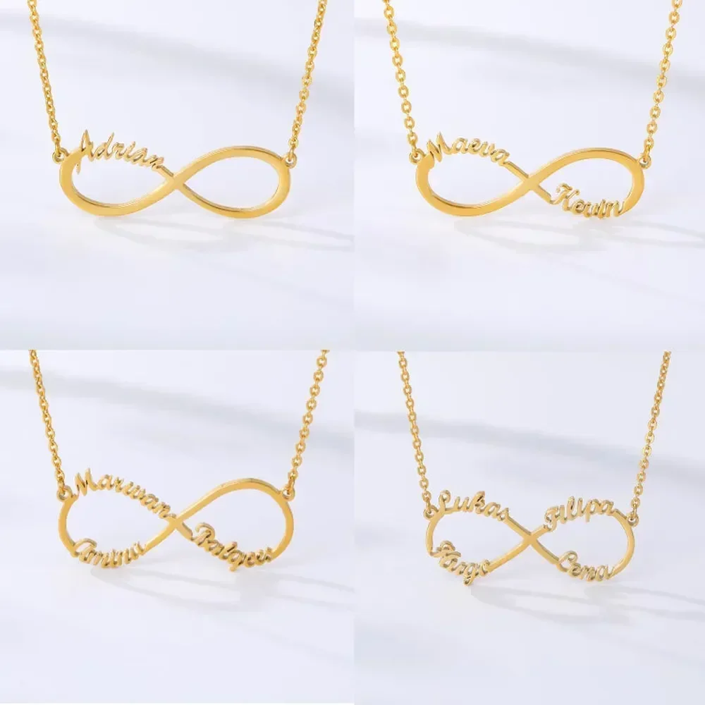 

Custom Couple Double Name Infinity Necklace for Women Men Gold Pendant Choker Stainless Steel JewelryChristmas Anniversary Gift
