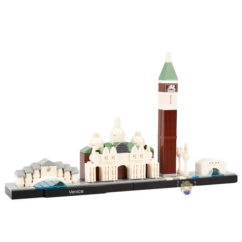 Venice City Architecture Skyline Building Blocks Set Tower Edifice Bricks Town Street View Assemble Toys For Children Gifts