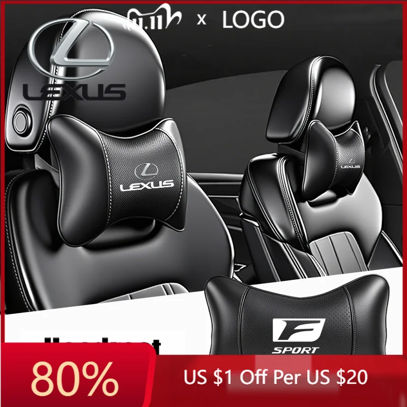 

2026 Hot Interior Stickers Lexus Car Seat Headrest Auto Logo Neck Pillow Accessories For Lexus F SPORT ES RX NX LS UX LM LX GX L