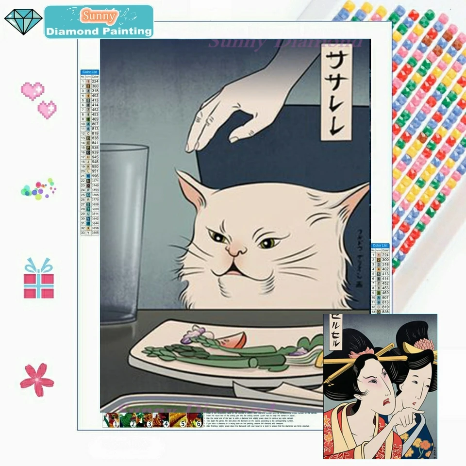 

Woman Yelling At Cat Eating Food 5d Diamond Painting New Funny Cute Puzzle Cross Stitch Kit Home Decor Cuadros Christmas Gifts