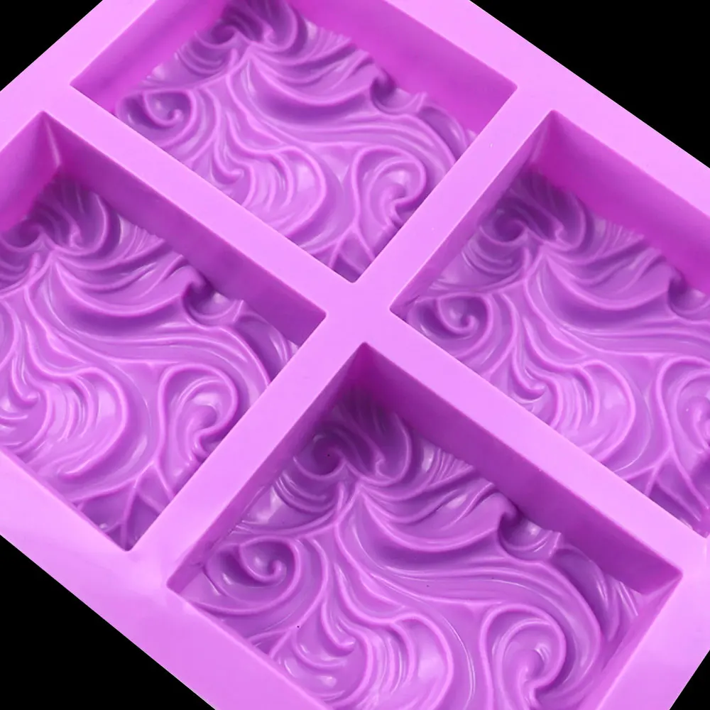 For Fun Wave Flower Square Handmade Soap Silicone Molds Cake Baking Mold DIY Aromatherapy Gypsum Essential Oil Soap Mold