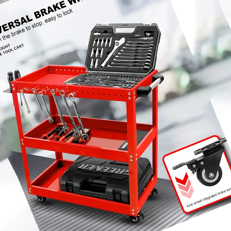 Mechanical Workshop Tools Cart Multifunctional Shelf Layer Hand Push Maintenance Storage Rack Holder Garage Workbench Racks