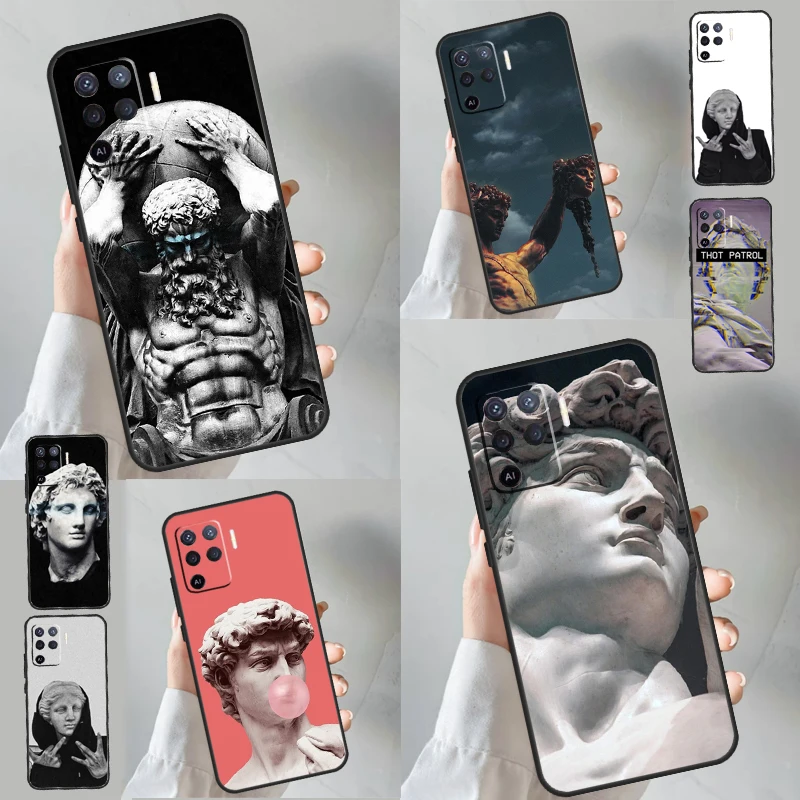 Greek Statue Wearing Hoodie For OPPO A77 A57 A17 A54 A74 A94 A15 A16 A52 A72 A91 A93 A57s A76 A96 A5 A9 A31 A53 Case