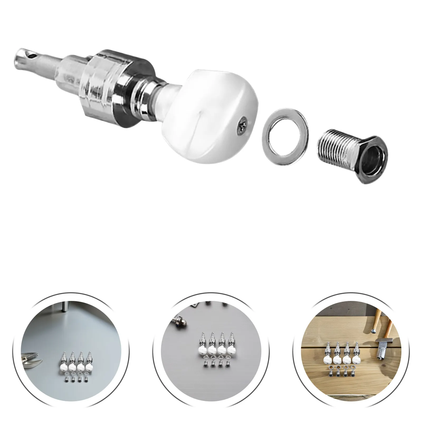 4Pcs Banjo Machine Heads Tuning Pegs Keys Set Includes Bushings Ferrules Stable Precision Banjo String Tuners Parts Accessories