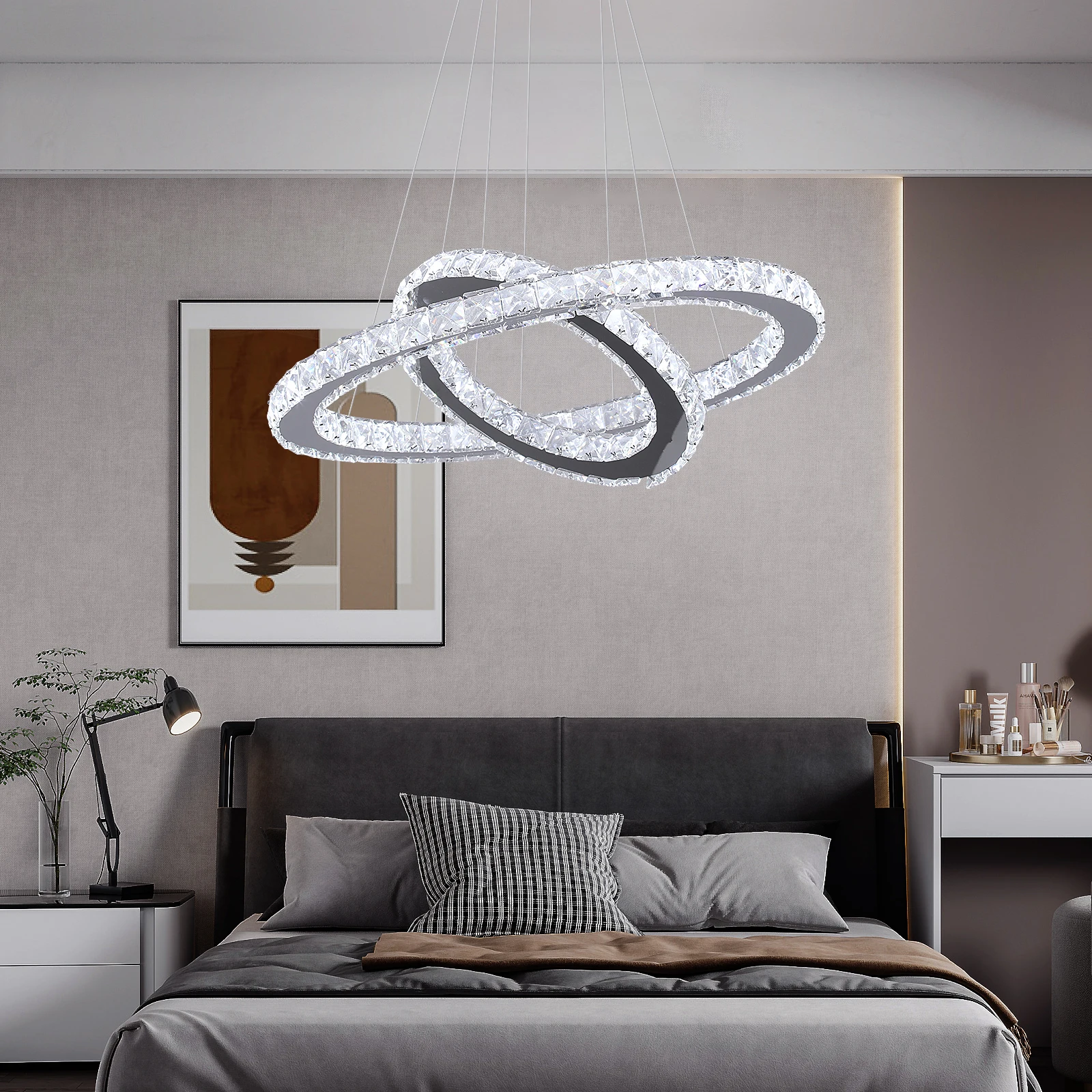 Vetrulus Moderner LED-Kristall-Kronleuchter - Luxuriöse Deckenleuchte für Wohnzimmer, Schlafzimmer, Küche, Hängelampe, Wohndekoration