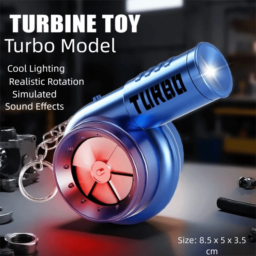 Fashion With Sound Turbo Key Chain Light Torch Glowing Turbocharging Pendant Spinning Plastic Simulation Turbo Boys Children