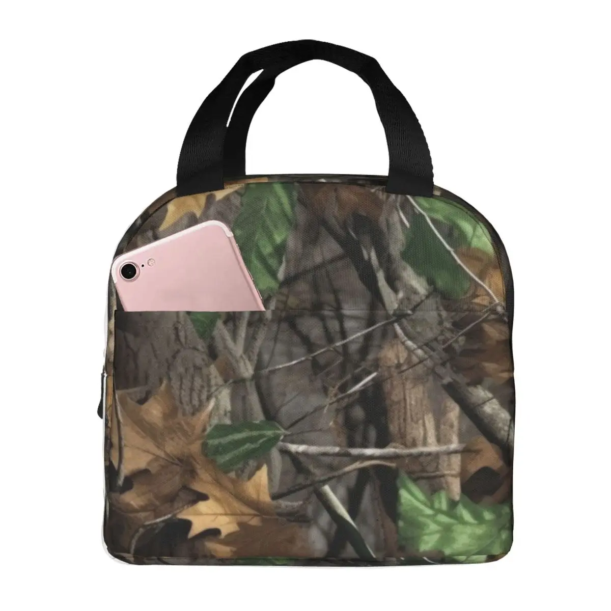 Forest Real Tree Camouflage Camo Lunch Bag Men Women Thermal Cooler Insulated Lunch Boxes for Office