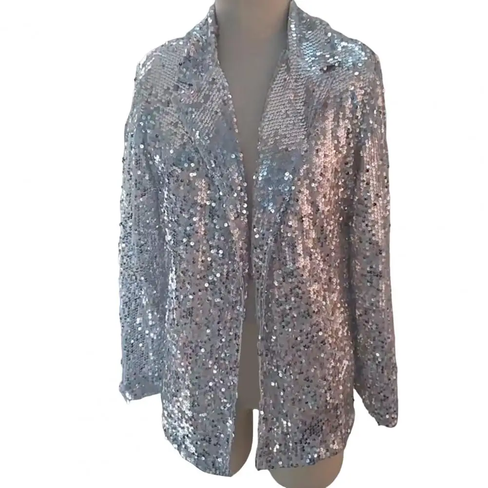 

Однотонные блестящие рубашки с блестками, куртка, женский повседневный свободный шикарный кардиган, блейзер, сценический женский модный модный костюм для вечеринки, ночного клуба