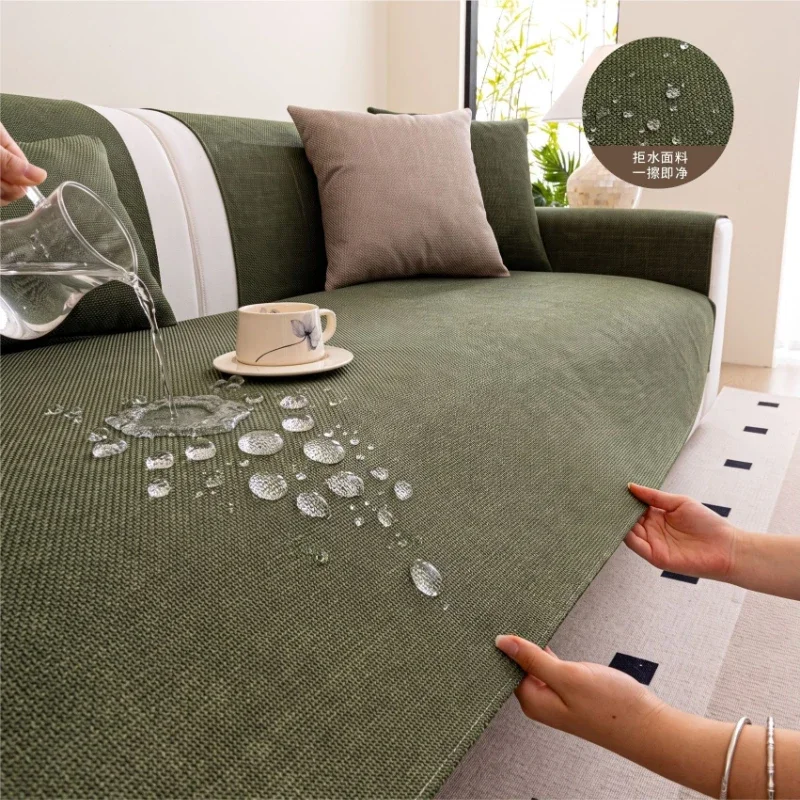 1pcs Waterproof Polyester Linen Sofa Cushion Non Slip Couch Pad Wear Resistant Anti-pilling Dustproof  Sofa Protector Slipcover